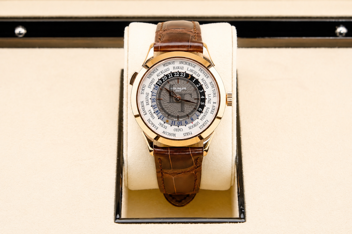Patek Philippe Complications World Time Rose Gold 38.5 mm Charcoal Gray Dial - 5230R-001
