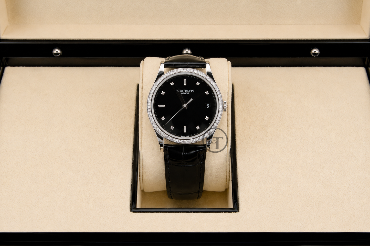 Patek Philippe 38mm Calatrava Watch Black Dial 5297G