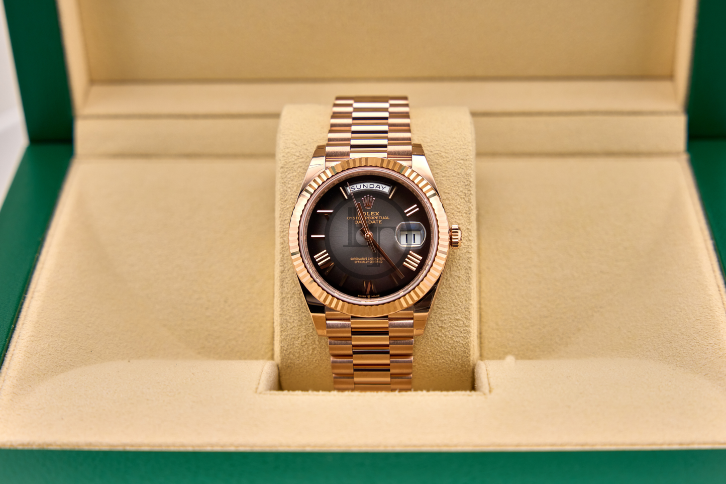 Rolex Day-Date 40 40mm Slate Ombré Roman Dial Fluted Bezel President Bracelet - 228235 | 2024 Model