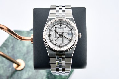 Rolex Land-Dweller 36 White Gold Oystersteel Intense White Honeycomb Motif Dial Fluted Bezel Flat Jubilee Bracelet 127234 - 2025