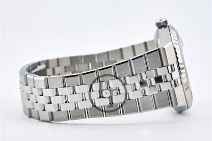 Rolex Land-Dweller 36 White Gold Oystersteel Intense White Honeycomb Motif Dial Fluted Bezel Flat Jubilee Bracelet 127234 - 2025