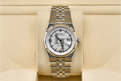 Rolex Land-Dweller 36 White Gold Oystersteel Intense White Honeycomb Motif Dial Fluted Bezel Flat Jubilee Bracelet 127234 - 2025