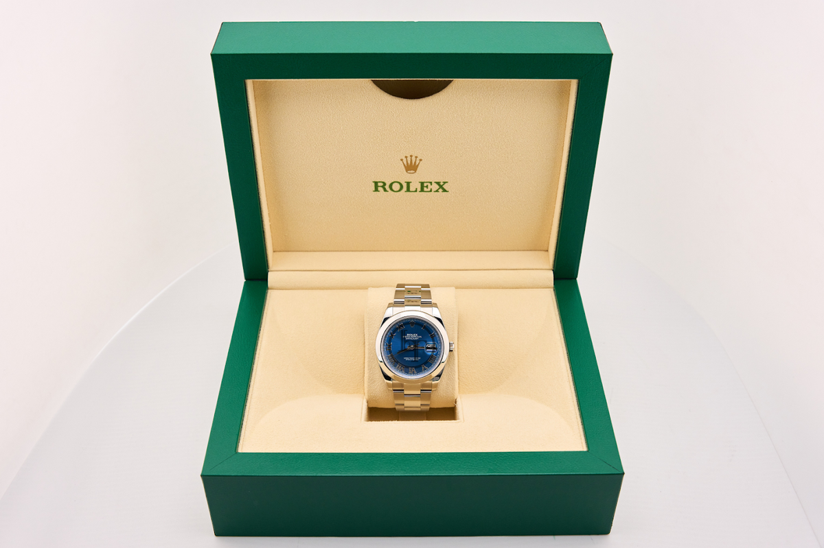 Rolex Datejust 41 Stainless Steel Blue Roman Dial Smooth Bezel Oyster Bracelet 126300 -