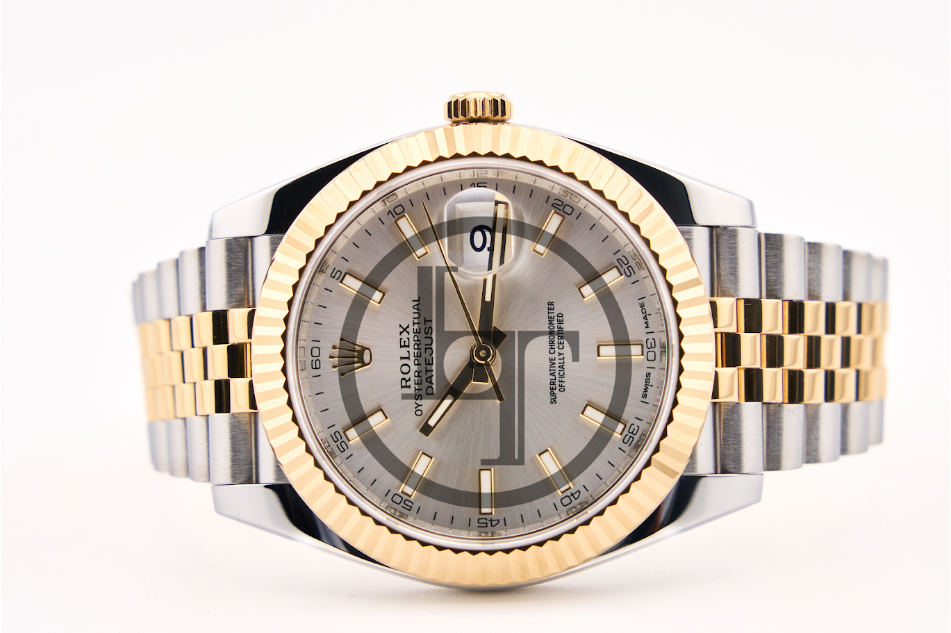 Rolex Steel and Yellow Gold Rolesor Datejust 41 Watch - Fluted Bezel - Silver Index Dial - Jubilee Bracelet - 126333 sij