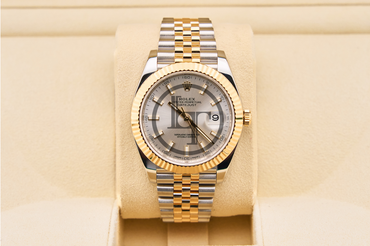 Rolex Steel and Yellow Gold Rolesor Datejust 41 Watch - Fluted Bezel - Silver Index Dial - Jubilee Bracelet - 126333 sij