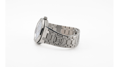 Audemars Piguet Royal Oak 34mm Stainless Steel Light Blue Dial Diamond Bezel Watch | 77451ST.ZZ.1361ST.03