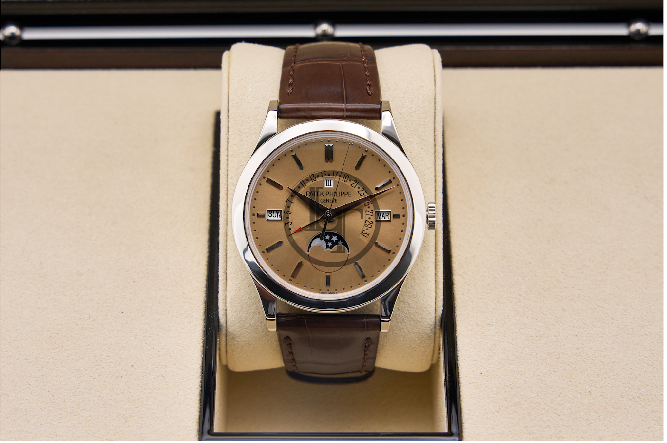 Patek Philippe Grand Complications Perpetual Calendar Day-Date Moon Phase 39.5mm Honey Brown Index Platinum Leather Automatic - 5496P-014