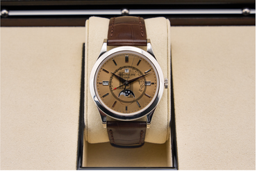 Patek Philippe Grand Complications Perpetual Calendar Day-Date Moon Phase 39.5mm Honey Brown Index Platinum Leather Automatic - 5496P-014