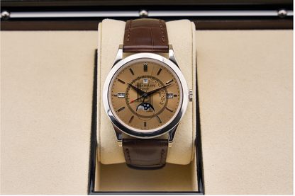 Patek Philippe Grand Complications Perpetual Calendar Day-Date Moon Phase 39.5mm Honey Brown Index Platinum Leather Automatic - 5496P-014