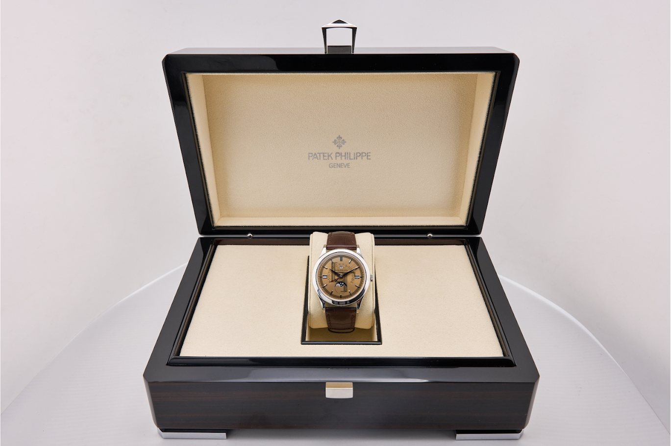 Patek Philippe Grand Complications Perpetual Calendar Day-Date Moon Phase 39.5mm Honey Brown Index Platinum Leather Automatic - 5496P-014