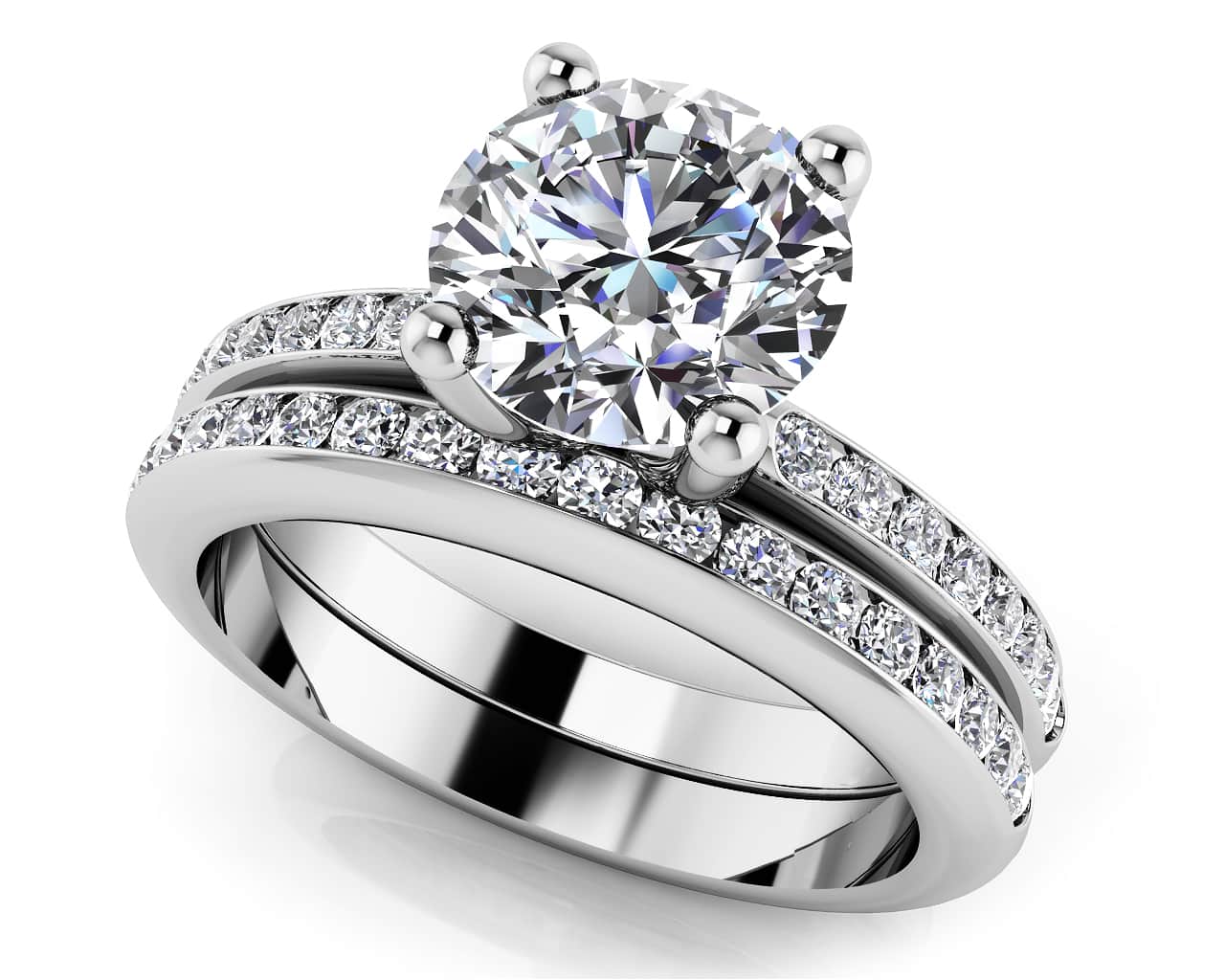 A Dream Come True Bridal Set Diamond with 2.44 ct. (2.00 ct. center diamond) - Luxury Time NYC