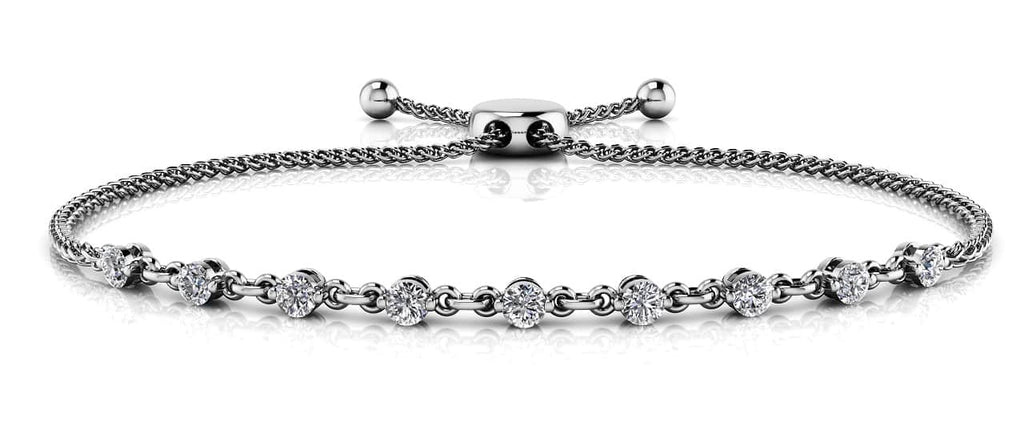 Adjustable Diamond And Chain Link Slider Diamond Bracelet with 0.84 ct.(finished) 3mm - Luxury Time NYC