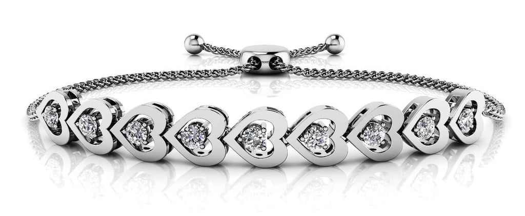 Adjustable Diamond Heart Link Diamond Bracelet with 0.54 ct.(finished) 2.7mm - Luxury Time NYC