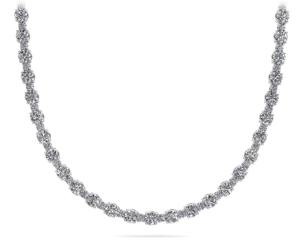 Affectionately Yours Diamond Tennis Diamond Necklace with 10.28 ct.(finished) 1.7mm, 3.1mm - Luxury Time NYC