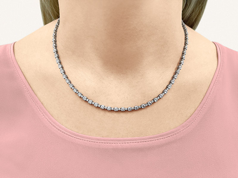 Affectionately Yours Diamond Tennis Diamond Necklace with 10.28 ct.(finished) 1.7mm, 3.1mm - Luxury Time NYC