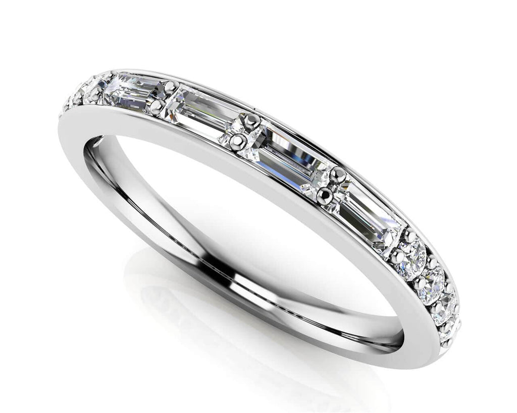 Alluring Baguette And Round Diamond Anniversary Band Diamond with 0.46 ct.(finished) 3.2x1.5mm, 1.7mm - Luxury Time NYC