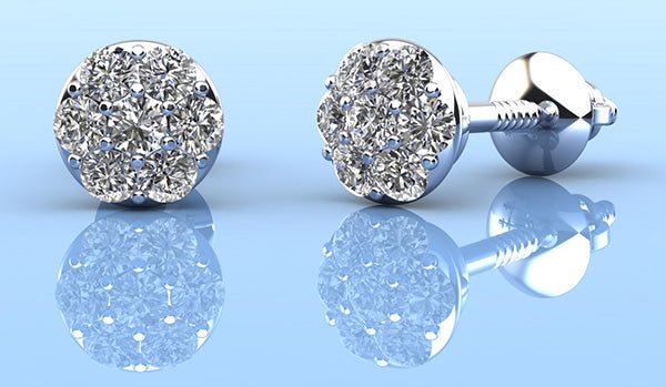 Alluring Diamond Cluster Stud Diamond Earrings with 0.46 ct.(finished) 2mm - Luxury Time NYC