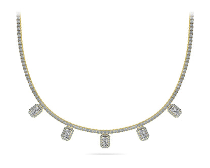 Alluring Diamond Tennis Diamond Necklace with 8.17 ct.(finished) 5x3mm, 1.1mm, 2.2mm - Luxury Time NYC