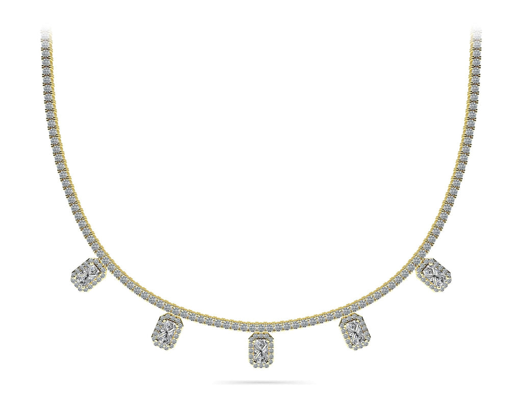 Alluring Diamond Tennis Diamond Necklace with 8.17 ct.(finished) 5x3mm, 1.1mm, 2.2mm - Luxury Time NYC