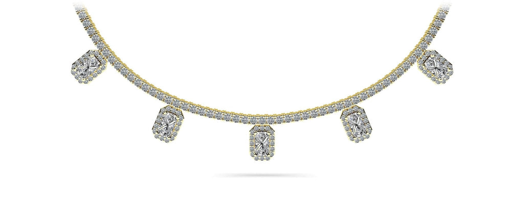 Alluring Diamond Tennis Diamond Necklace with 8.17 ct.(finished) 5x3mm, 1.1mm, 2.2mm - Luxury Time NYC