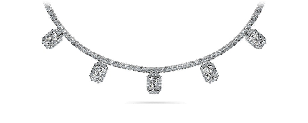 Alluring Diamond Tennis Diamond Necklace with 8.17 ct.(finished) 5x3mm, 1.1mm, 2.2mm - Luxury Time NYC