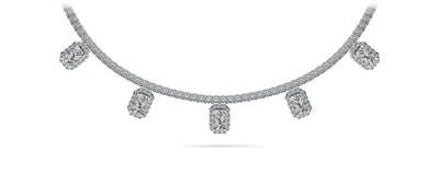 Alluring Diamond Tennis Diamond Necklace with 8.17 ct.(finished) 5x3mm, 1.1mm, 2.2mm - Luxury Time NYC
