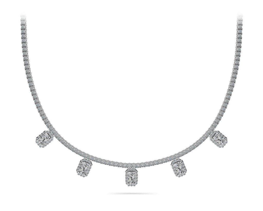 Alluring Diamond Tennis Diamond Necklace with 8.17 ct.(finished) 5x3mm, 1.1mm, 2.2mm - Luxury Time NYC