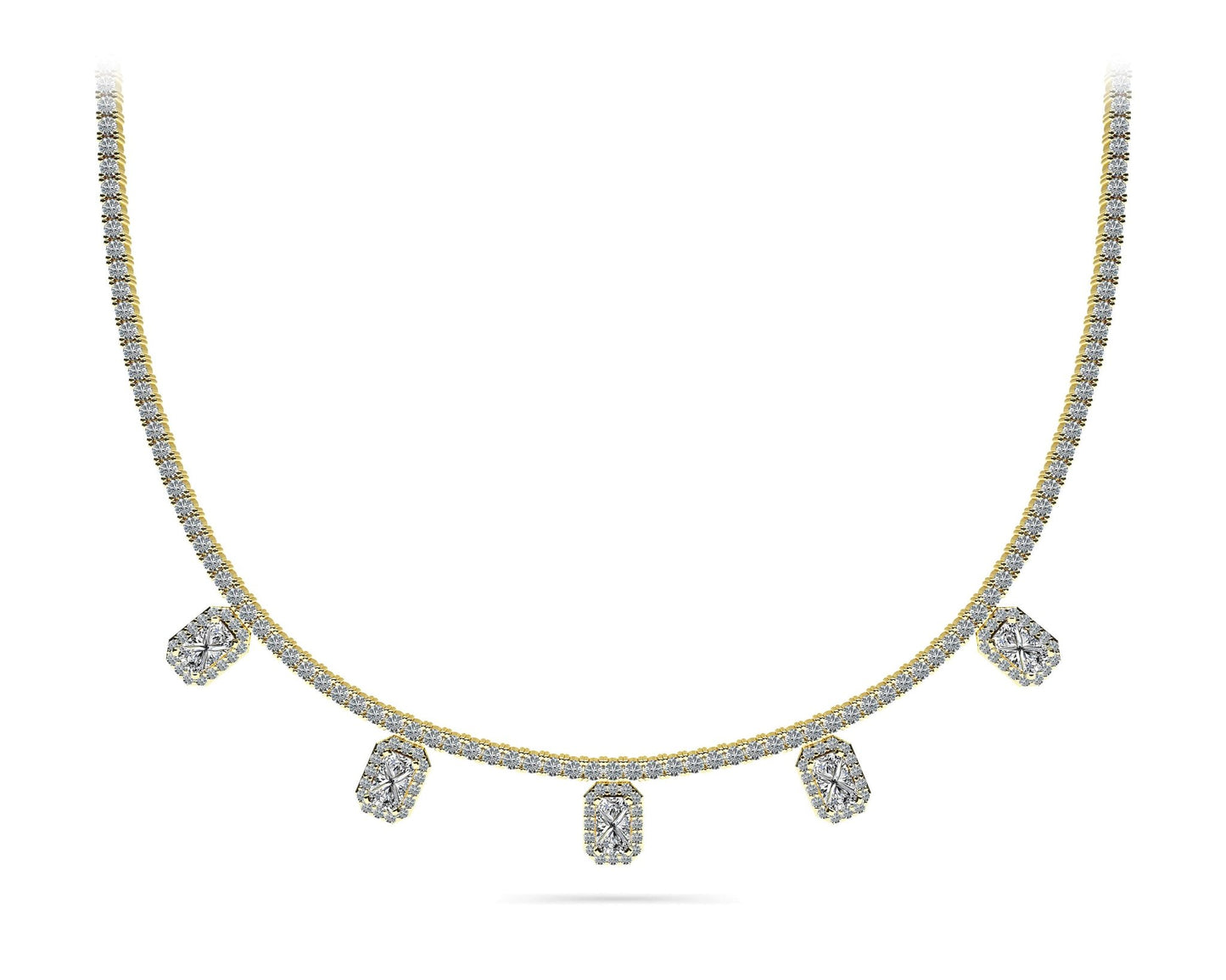 Alluring Diamond Tennis Lab - Grown Diamond Necklace with 9.36 ct.(finished) 6x4mm, 1mm, 2.2mm - Luxury Time NYC