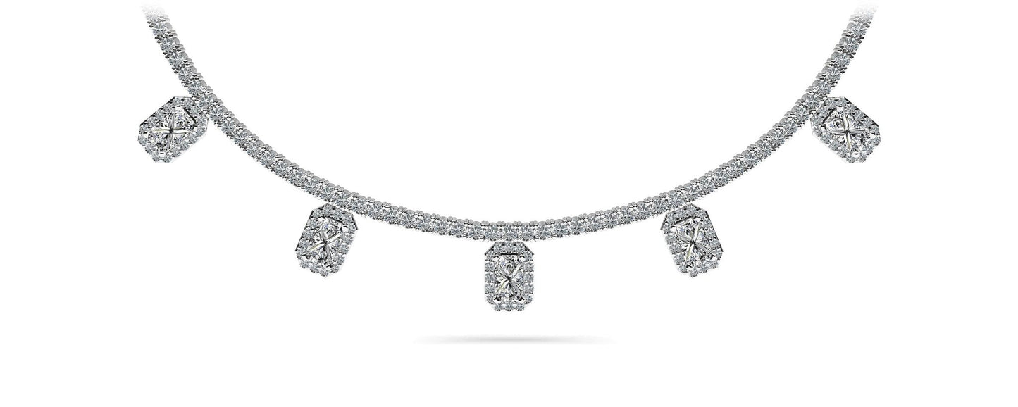 Alluring Diamond Tennis Lab - Grown Diamond Necklace with 9.36 ct.(finished) 6x4mm, 1mm, 2.2mm - Luxury Time NYC