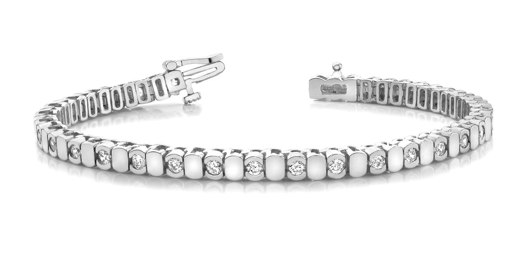 Alternating Bezel Diamond Bracelet with 0.96 ct.(finished) 2.0mm - Luxury Time NYC