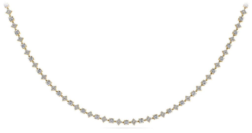 Alternating Clusters Diamond Lab - Grown Diamond Necklace with 10.85 ct.(finished) 1.8mm, 4mm - Luxury Time NYC