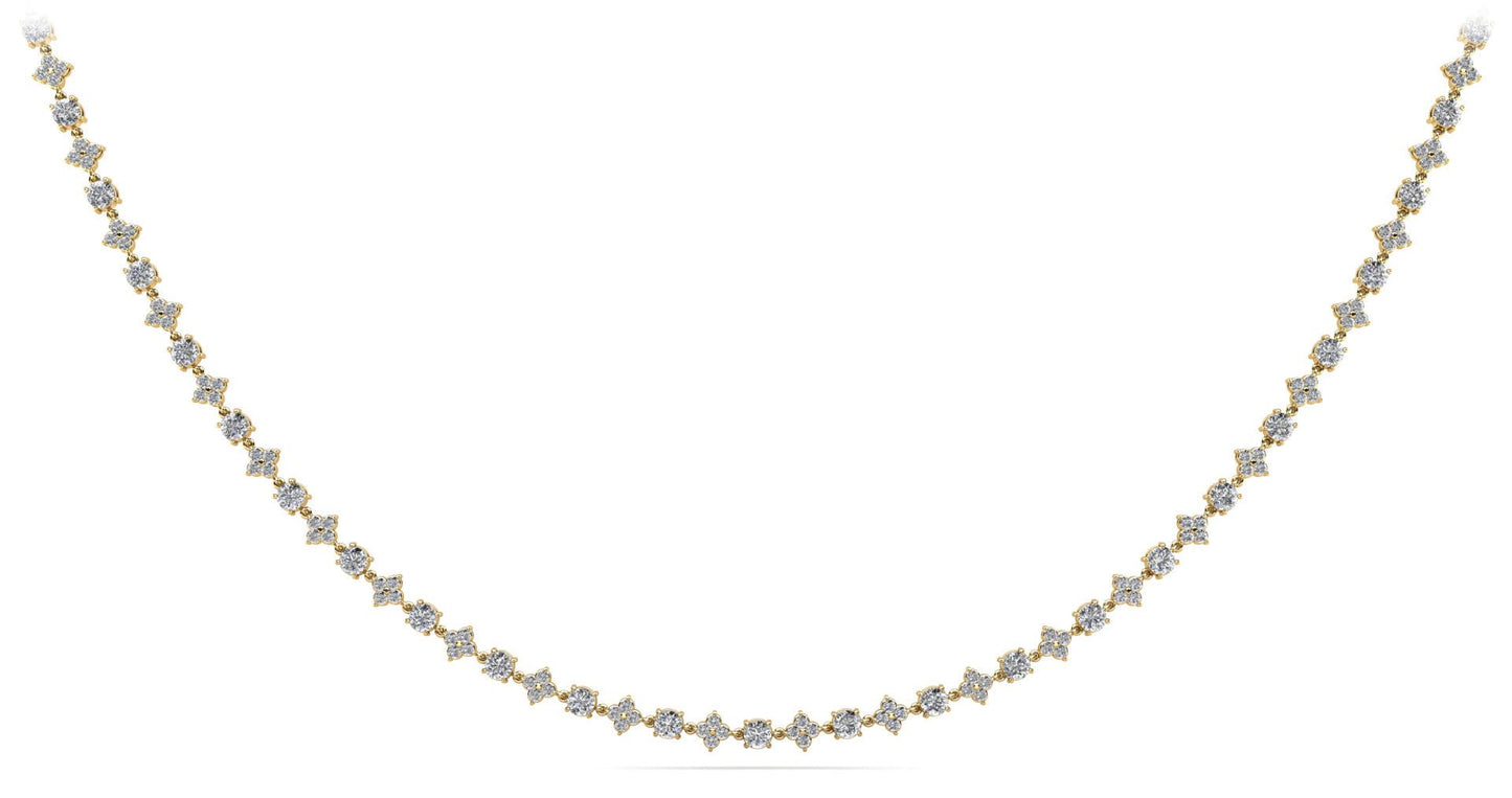 Alternating Clusters Diamond Necklace with 10.85 ct.(finished) 1.8mm, 4mm - Luxury Time NYC
