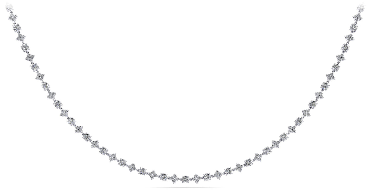 Alternating Clusters Diamond Necklace with 10.85 ct.(finished) 1.8mm, 4mm - Luxury Time NYC