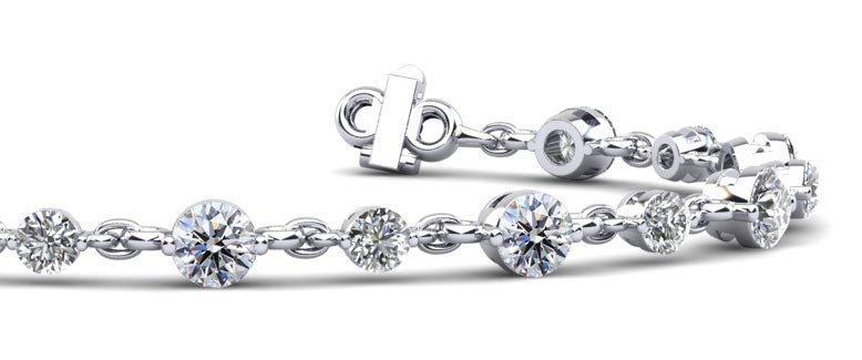 Alternating Diamond And Chain Link Lab - Grown Diamond Bracelet with 3.15 ct.(finished) 3mm, 3.8mm - Luxury Time NYC