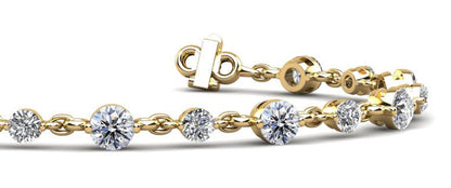 Alternating Diamond And Chain Link Lab - Grown Diamond Bracelet with 4.59 ct.(finished) 3.5mm, 4.5mm - Luxury Time NYC