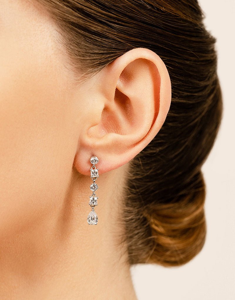 Alternating Diamond Drop Lab - Grown Diamond Earrings with 2.92 ct.(finished) 7x5mm, 3.5mm, 3.8mm - Luxury Time NYC