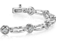 Load image into Gallery viewer, Alternating Round And Bar Link Diamond Bracelet with 0.88 ct.(finished) 2.75mm - Luxury Time NYC