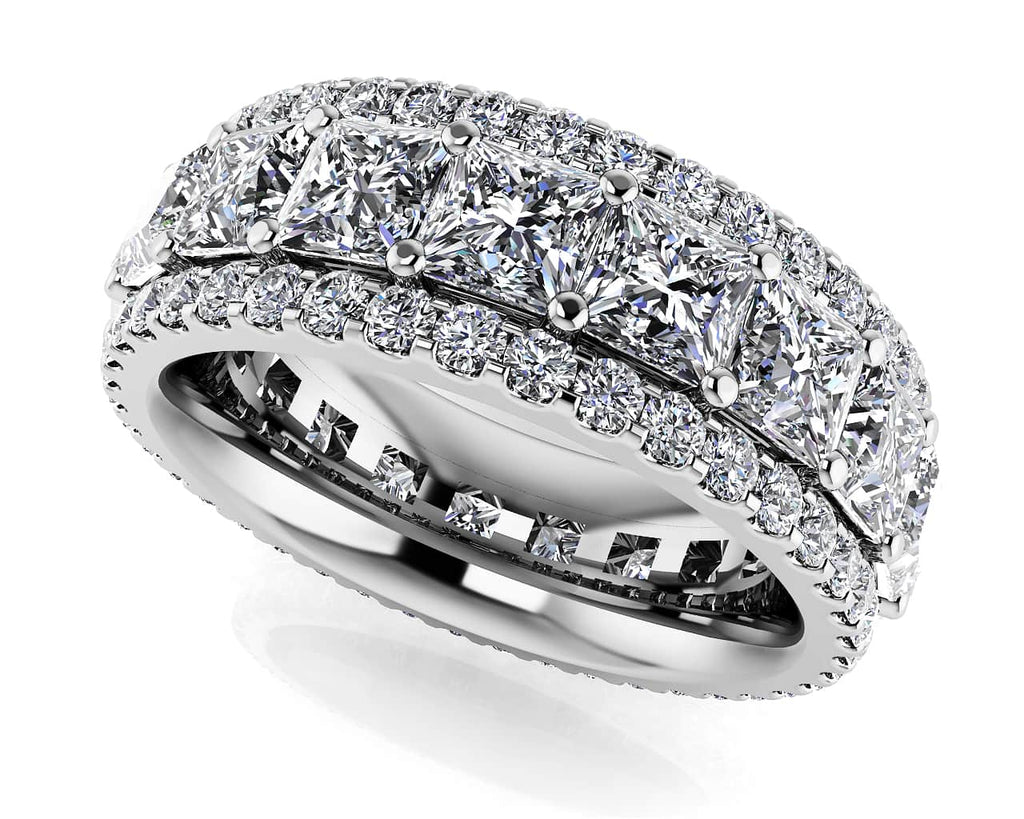 Amore Princess Square Frame And Round Diamond Ring with 3.23 ct.(finished) 1.1mm, 2.5mm - Luxury Time NYC