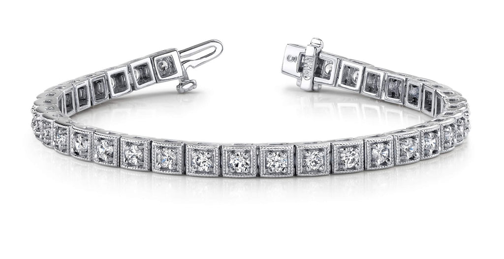 Antique Square Link Diamond Bracelet with 1.55 ct.(finished) 2.0mm - Luxury Time NYC