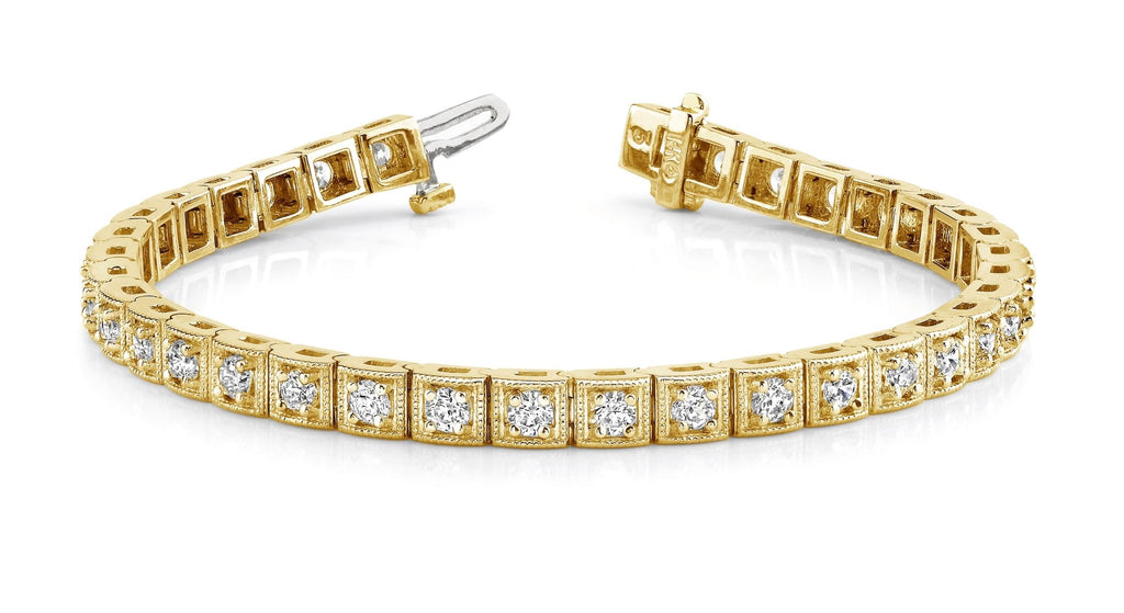 Antique Square Link Diamond Bracelet with 2.03 ct.(finished) 2.2mm - Luxury Time NYC