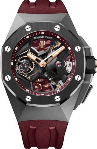 Audemars Piguet 44mm Royal Oak Concept Flying Tourbillon GMT Titanium Ceramic Bezel Burgundy | 26589IO.OO.D500CA.01 - Luxury Time NYC