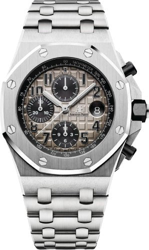 Audemars Piguet "Brick" Offshore 42mm Chronograph Platinum Gray Arabic Dial | 26470PT.OO.1000PT.01 - Luxury Time NYC