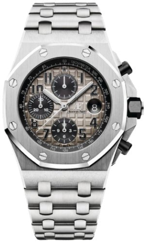 Audemars Piguet "Brick" Offshore Chronograph Platinum 42mm Gray Arabic Dial - 26470PT.OO.1000PT.01 - Luxury Time NYC