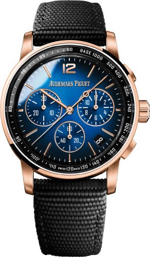 Audemars Piguet Code 11.59 Chronograph Rose Gold 41 mm Sunburst Smoked Blue Dial - 26393OR.OO.A002KB.03 - Luxury Time NYC