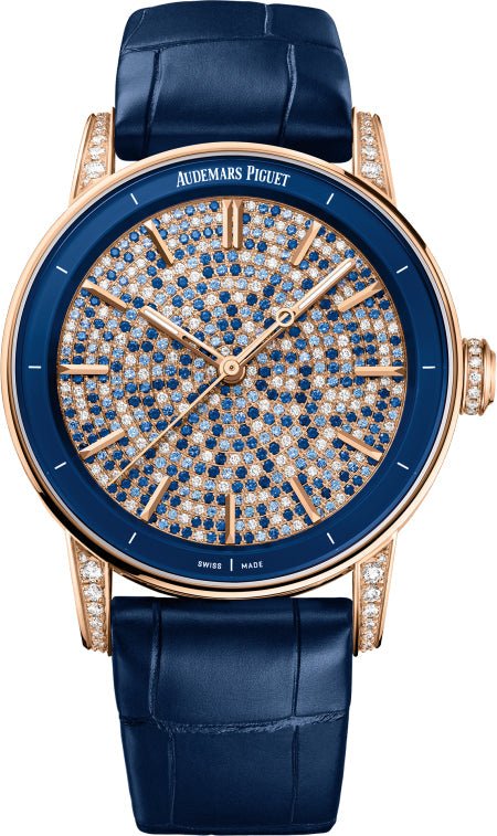 Audemars Piguet Code 11.59 Selfwinding Pink Gold Blue Sapphires & Diamond Dial 38 mm | 77410OR.ZZ.D343CR.01 - Luxury Time NYC