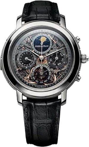 Audemars Piguet Jules Audemars Grande Complication 42mm Black Skeleton Perpetual Calendar Titanium Leather | 25996TI.OO.D002CR.02 - Luxury Time NYC