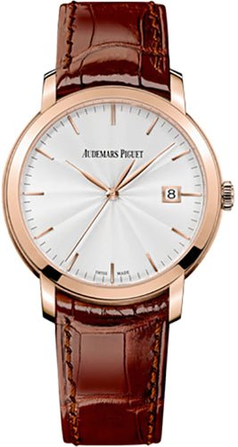 Audemars Piguet Jules Audemars Selfwinding 39mm Silver Guilloche Index Rose Gold | 15170OR.OO.A809CR.01 - Luxury Time NYC