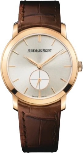 Audemars Piguet Jules Audemars Small Seconds 33mm Silver Index Rose Gold Leather | 77238OR.OO.A088CR.01 - Luxury Time NYC