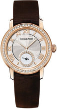 Load image into Gallery viewer, Audemars Piguet Jules Audemars Small Seconds Pink Gold Silver Roman Dial &amp; Diamond Bezel Silk Bracelet | 77228OR.ZZ.A082MR.01 - Luxury Time NYC