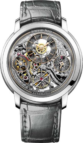 Audemars Piguet Jules Audemars Tourbillon Openworked 41mm Anthracite Skeleton Platinum Leather | 26143PT.OO.D005CR.01 - Luxury Time NYC